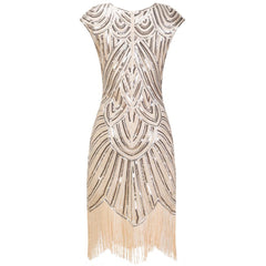 Ivory Sequined 1920s Flapper Dress Great Gatsby Party 20's themed wedding