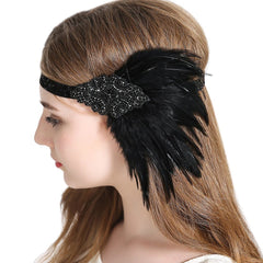  Vintage Flapper Headband 1920s Gatsby Feather Fascinators