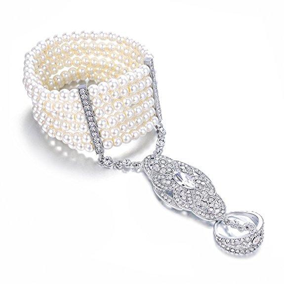 1920s Great Gatsby Accessories Set For Women,Flapper Dress Accessories Headband Earring Cigarette Necklace Gloves, Champagne, M Price In UAE | Amazon UAE - Foto 8