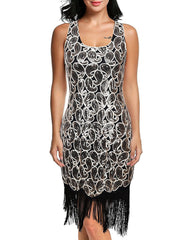 Sequined Paisley Pattern Classic 1920s Style Flapper Dress Great Gatsby Party