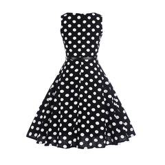 Women 1950s Retro Rockabilly Polka Dot Prom Cocktail Tea Party Dress