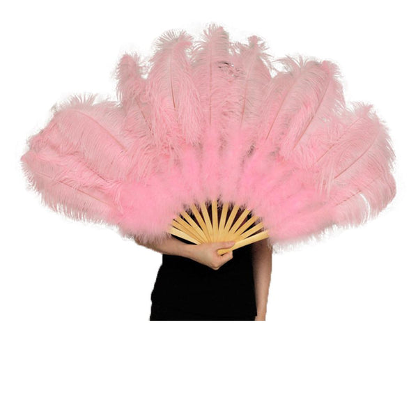 Ostrich Feather Fan Large Dance Fans Pink Orange