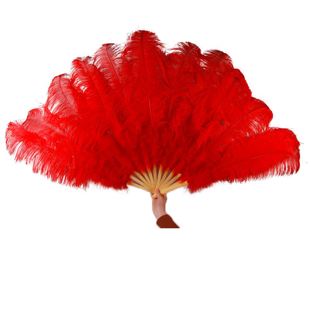 Ostrich Feather Fan Large Dance Fans Rose Red