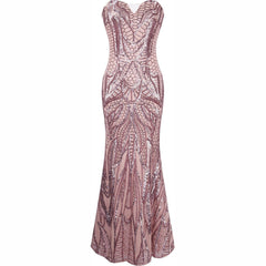 Women's 20s Style Shining Long Flapper Dress Gatsby Attire Champagne