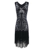 Sequined Style 1920s Fringe V-Neck Sleeveless Flapper Dress