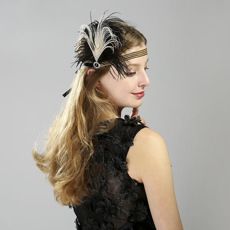 Fashion 1920s Gatsby Women Feather Hair Accessories Exquisite Flapper Headband