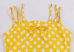 Yellow Polka Dot Sling 1950s Dresses Retro Style Tea Party 